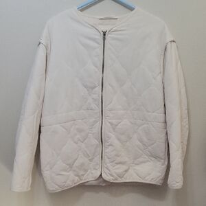 Universal Thread Cream Quilted Jacket Size M Cozy Oversized